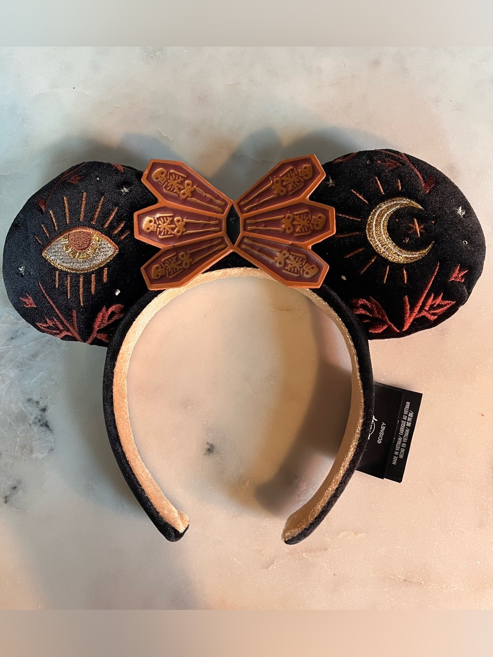 Disney Hocus Pocus Celestial Minnie Mouse Ears Headband Black Velvet Embroidered